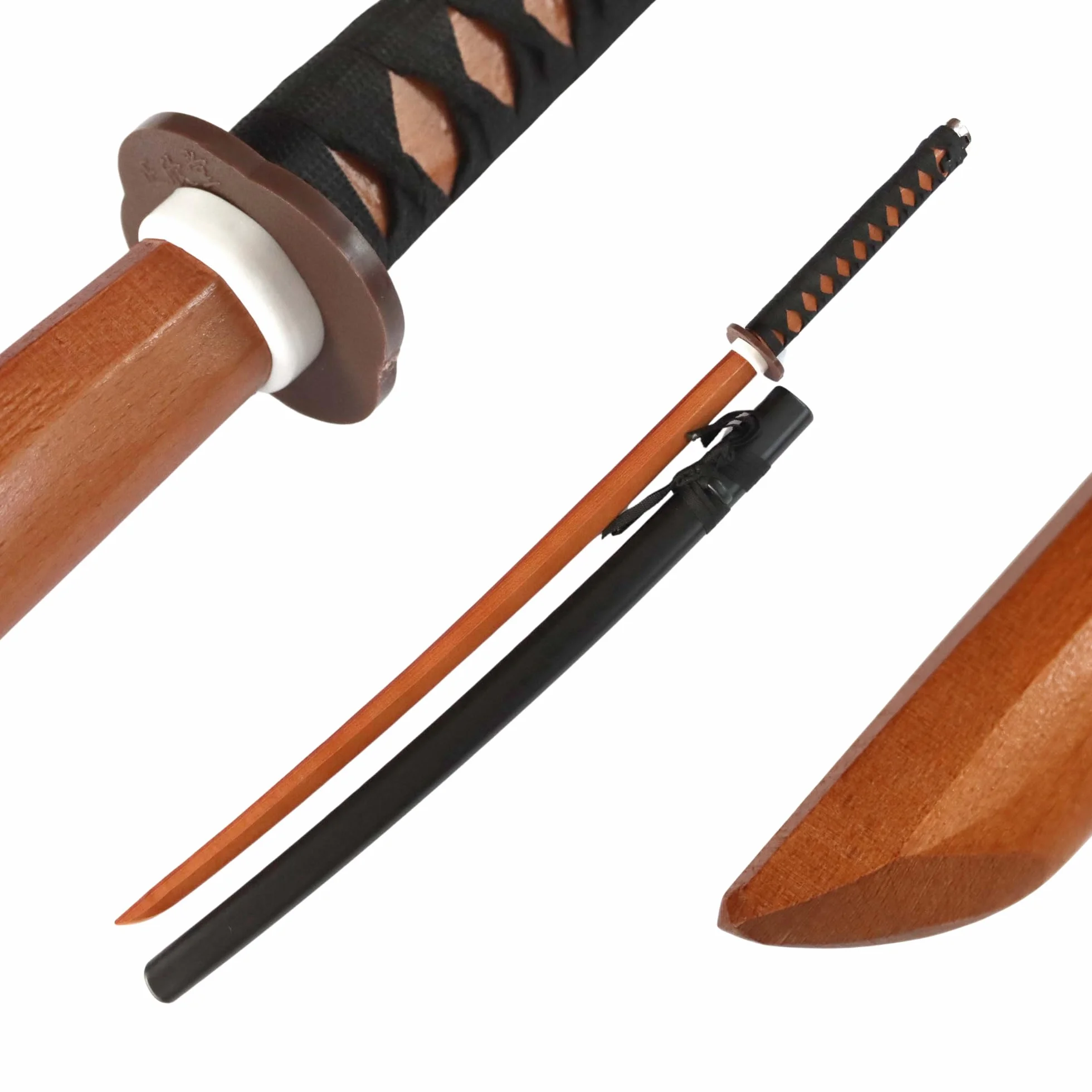 DEPICE Set Bokken Buche Seilgriff inkl. Saya, ca. 101 cm, Gewicht 600 g, echte Buche, passende Saya, inklusive Schnürung, Iaido Aikido