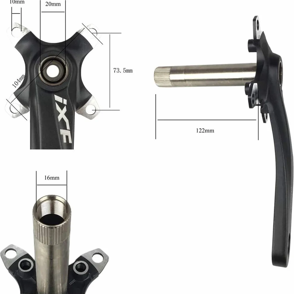 PLATTBK MTB 170 mm Kurbelgarnitur mit 104 BCD 32T/34T/36T/38T Kettenblatt, Kurbelgarnituren Single Speed ​​Runde Kettenblatt für Mountainbike