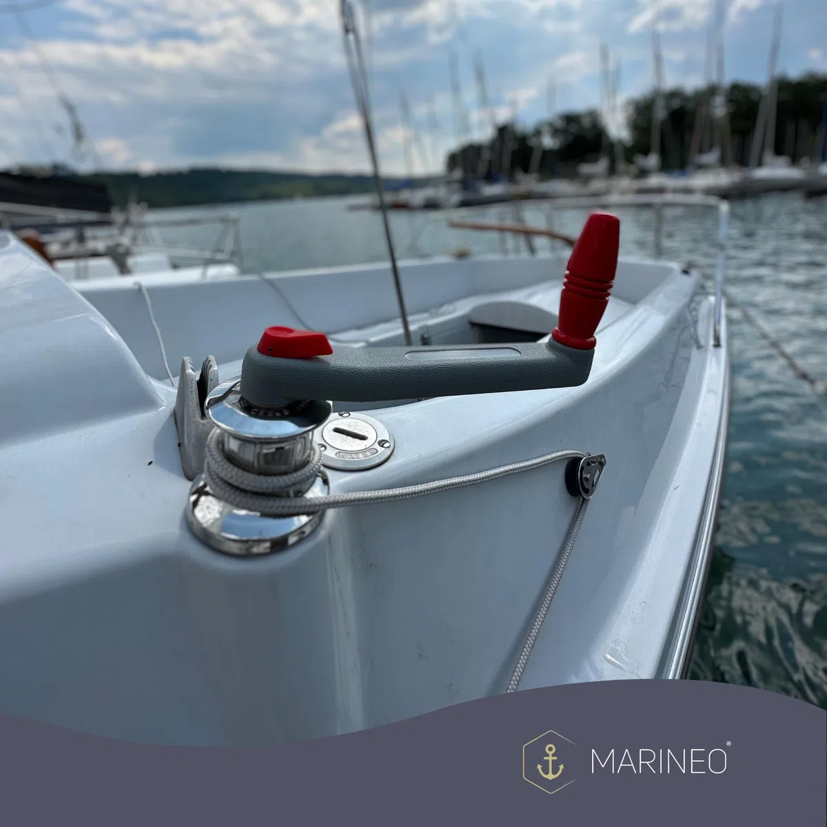 MARINEO Winschkurbel Winch Winchkurbel - Kurbel mit Arretierung, grau rot