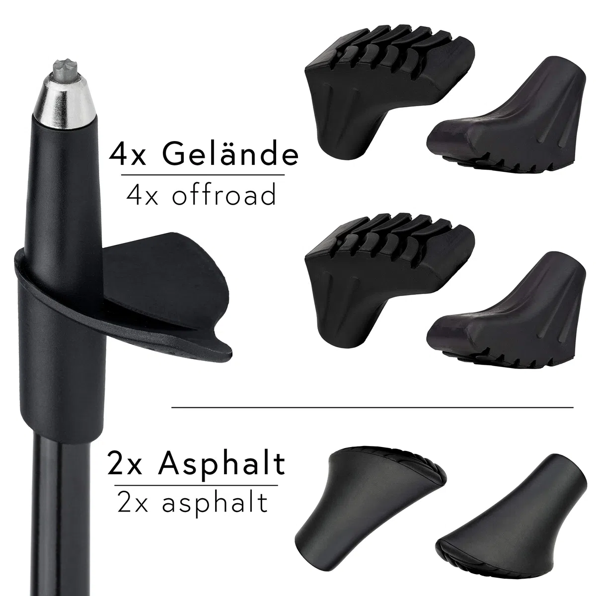ATTRAC Nordic Walking Stöcke Aluminium | Handgelenkschlaufen inklusive | Mit Nordic Walking/Fitness App | Leichtgewicht | Stoßdämpfend - 110cm