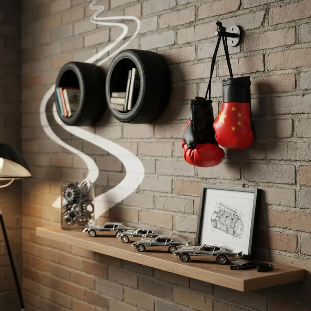 Mini Boxhandschuhe fürs Auto, Boxing Gloves, Autospiegel Anhänger, Flaggendesigns Schlüsselanhänger, Rückspiegel, Boxhandschuhe Deko fürs Auto, Innenspiegel Accessoires, Geschenk (China)