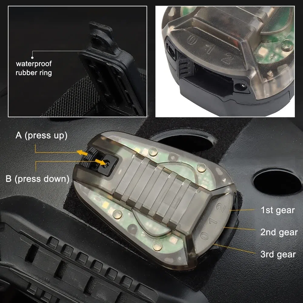 MiOYOOW Taktisches Helmlicht Erkennungslicht taktisches IR Blitzlicht LED Klipp Lichter für schnelle Rettungsabenteuer im Freien (ohne Batterie)