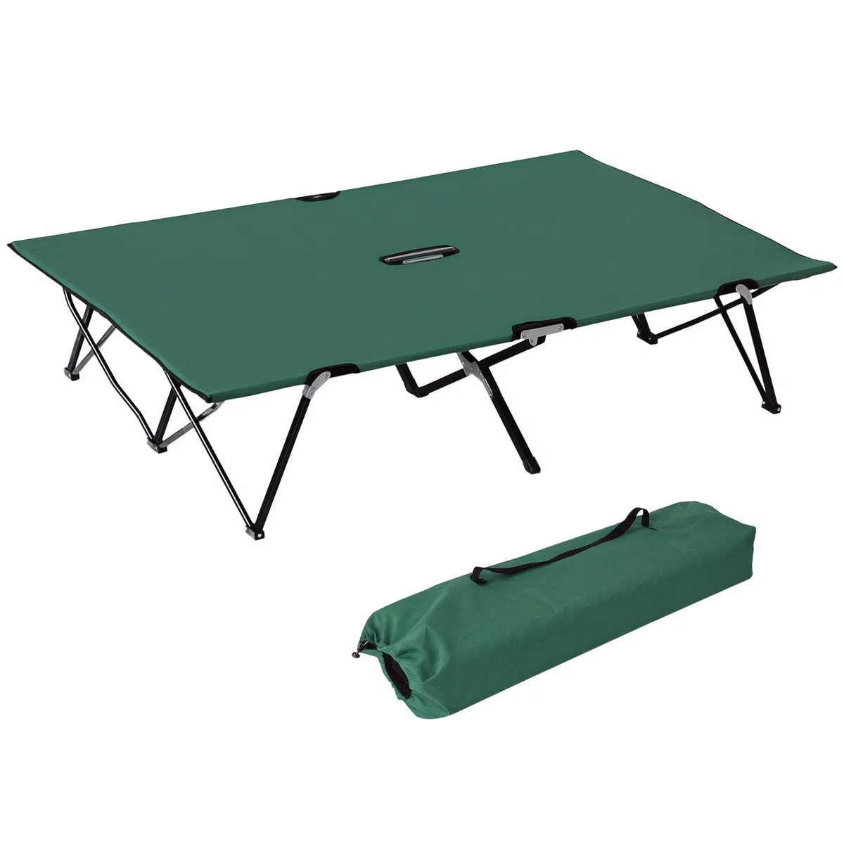 Outsunny Campingbett Klappbar für 2 Personen Feldbett Klappbett mit Tragetasche bis 136 kg belastbar Stahl Oxford 193 x 125 x 40 cm
