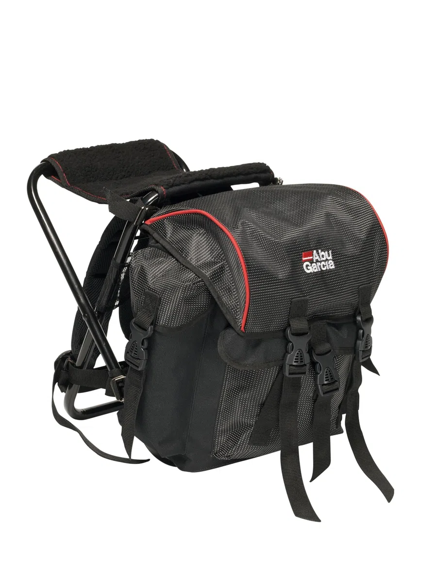 Abu Garcia Basic Angelrucksack mit integriertem Stuhl - Leichter, wasserfester Rucksack für Angler, Camping und Outdoor-Abenteuer, erhältlich