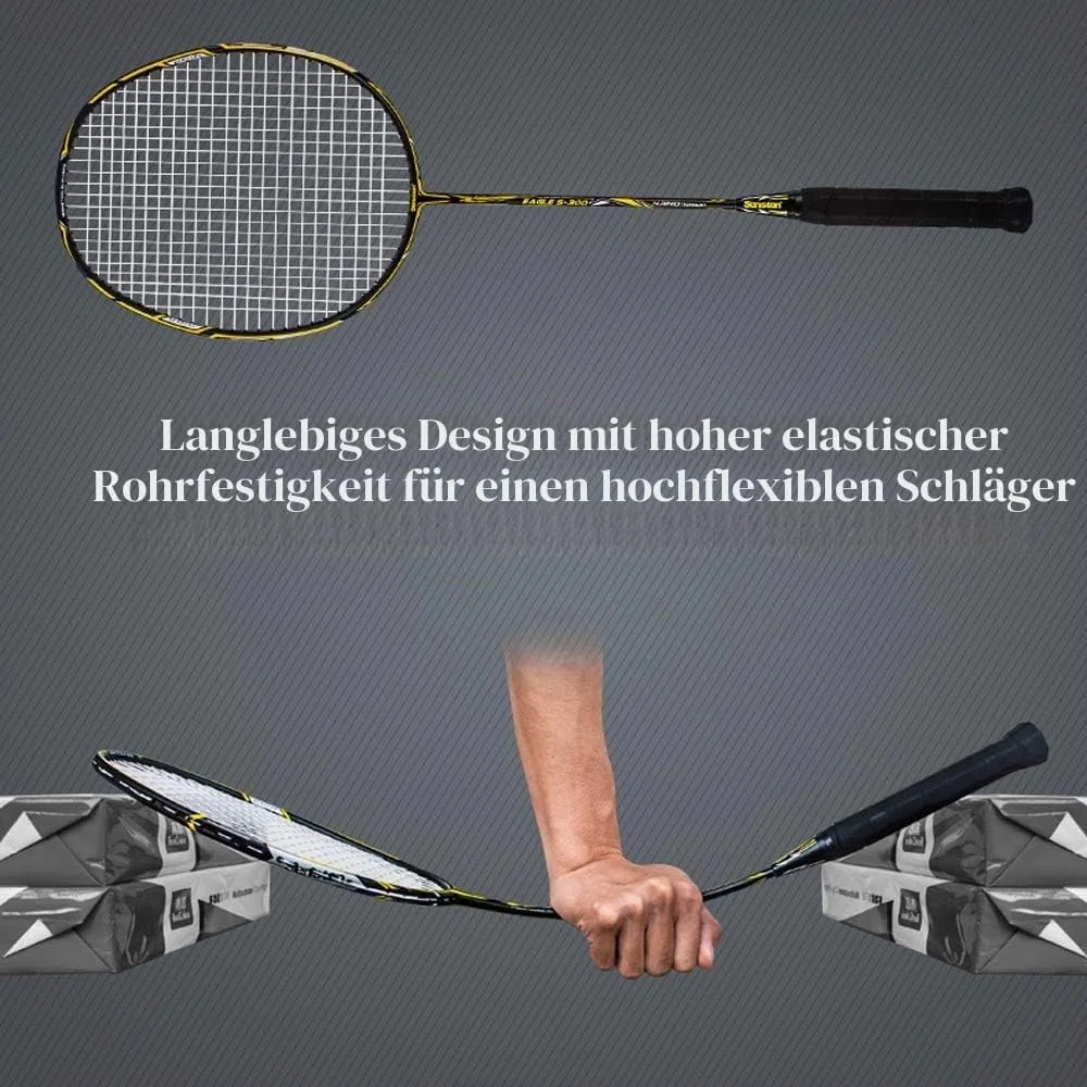 Senston Graphit Badminton Set Badmintonschläger Profi Badminton Schläger mit Schlägertasche und 6 Stück Nylon Federbälle