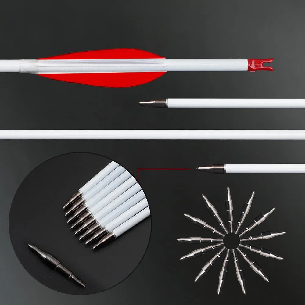 12 Stück Jagdpfeile Spine 500 600 700 800 Pure-Carbon-Pfeil 4" Rot-Weiß Naturfeder für Compoundbogen Recurvebogen Zielübungen Bogenschießen