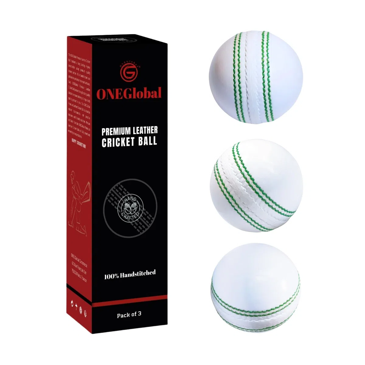 Premium Leather Cricket Ball | 100% Handcrafted, 156g - 5.5oz, 4-Piece Construction & Premium Tanned Leather | Ideal for League Matches, Tournaments, Net Practice