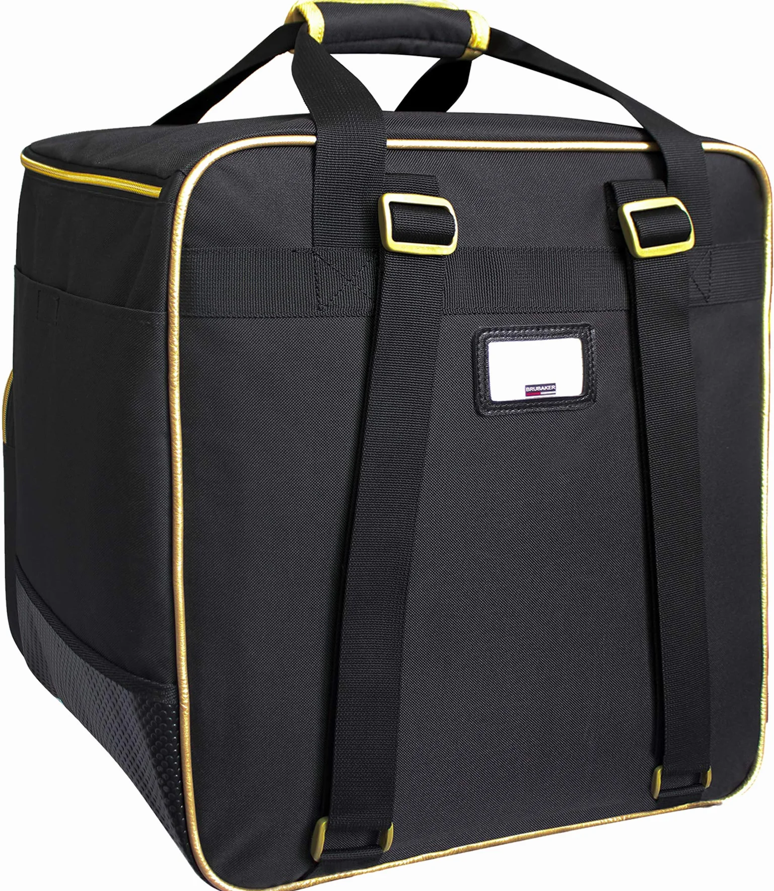 BRUBAKER Kombi Set Grenoble - Skisack und Skischuhtasche für 1 Paar Ski + Stöcke + Schuhe + Helm - Schwarz Gold