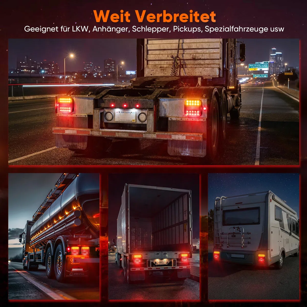 Kabellose LED Anhängerleuchten mit Magnet - 12/24V Drahtloses Rücklicht Set, Wasserdicht & Wiederaufladbar mit USB, Wohnwagen, LKW und Transporter