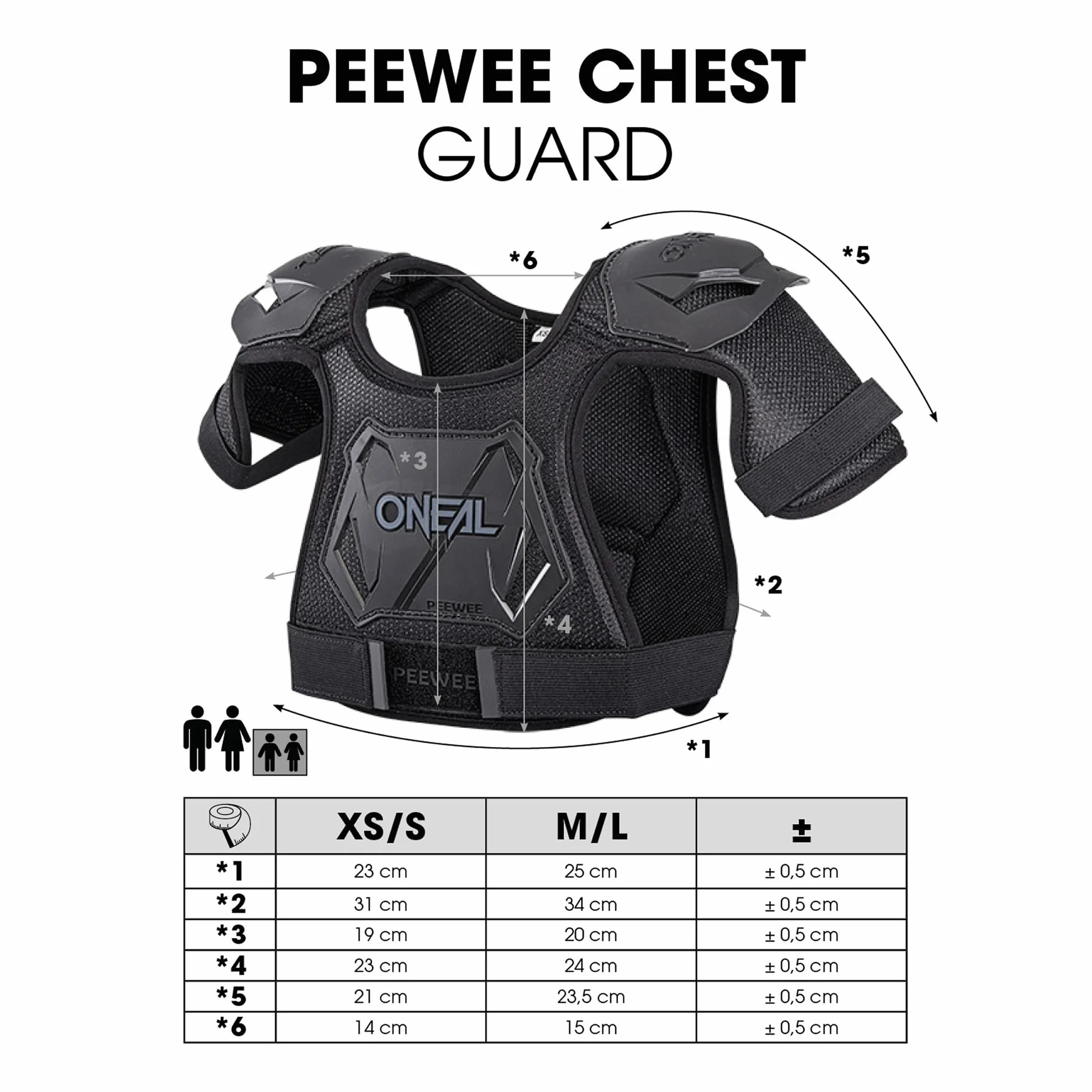 O'NEAL | Brustprotektor | Kinder | Motocross Enduro | Einfach verstellbar, Injizierte Plastikform für gesteigerten Schutz, Alter von 4-9 Jahren | Pee Wee Chest Guard | Schwarz Weiß | Größe M/L