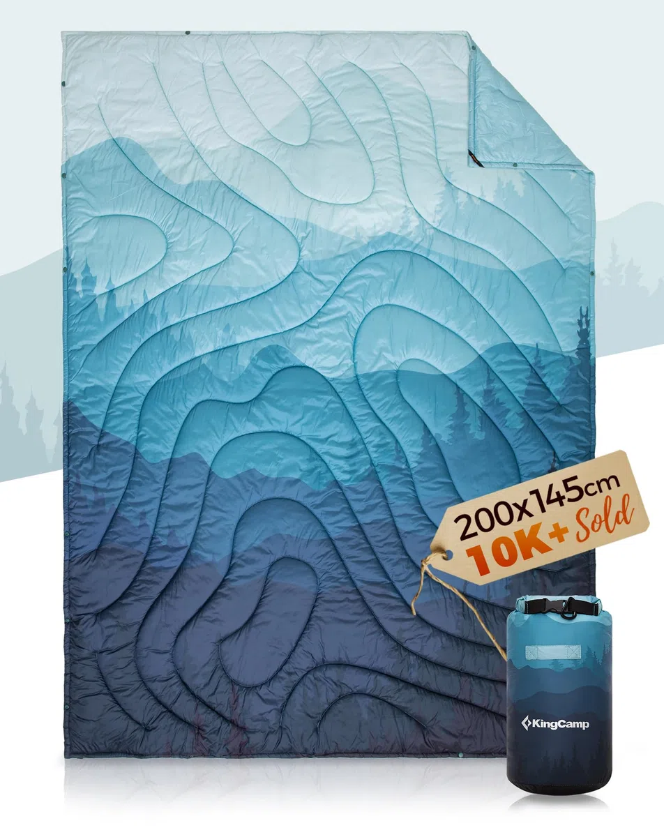 KingCamp Reisedecke Ultraleicht, Decke Wasserabweisend Kompakt,Outdoor Campingdecke Warme,kleines packmaß für Camping Büro Outdoor, (Frosttal,200x145cm)