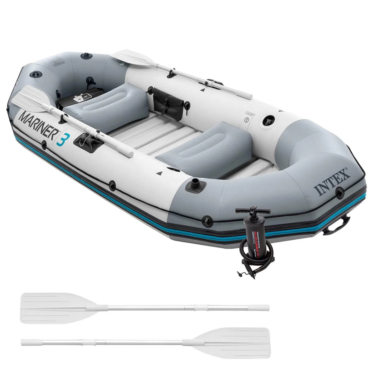Intex Mariner 3 Inflatable Dinghy 3 Man Boat with Aluminium Oars and Pump