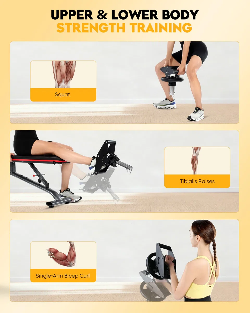 GuuG Tib Bar Tibialis Trainer: Schienbeintrainer Wadendehner Knees Over Toes Bein Trainingsgerät Knöchel Krafttraining Shin für Fitness Training Gym Zuhause 25/50 mm Olympische Gewichtsscheiben