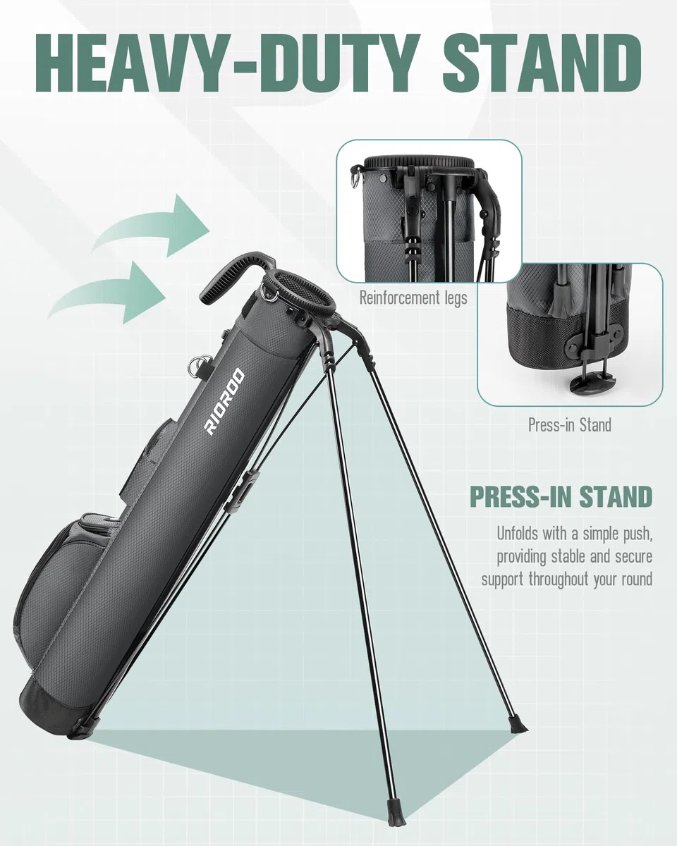 Golf Stand Bag Golf Stand Tragetasche mit Riemen Tasche 2-Wege-Teiler 3 Taschen Leichtgewicht einfach zu tragen für die Driving Range, Par 3, und Executive Kurse
