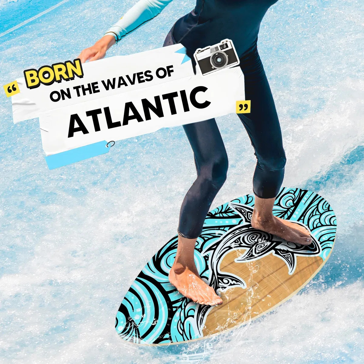 kowaku Skimboard Kleines Surfbrett, Skimboarding, Holz-Skimboard, Surfbrett Universal Strandspielzeug für Kinder, Teenager, Jungen, Mädchen, Männer, Frauen, Anfänger, 41 Zoll Stil d