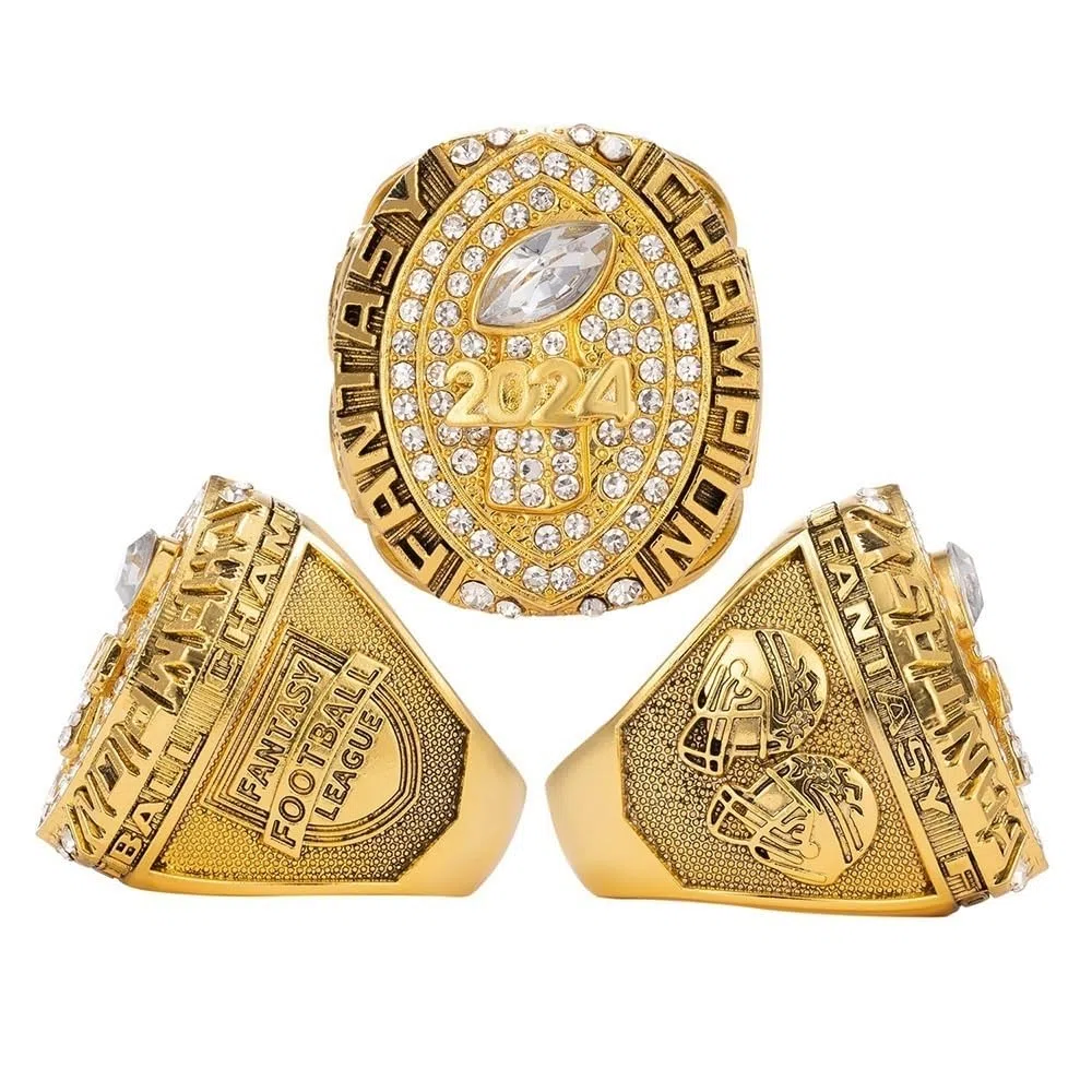 Fantasy Football Ringe 2024 Meisterschaftsringe Sammlung FFL Meisterschaftstrophäe Geschenkbox Ring Displaybox(8)