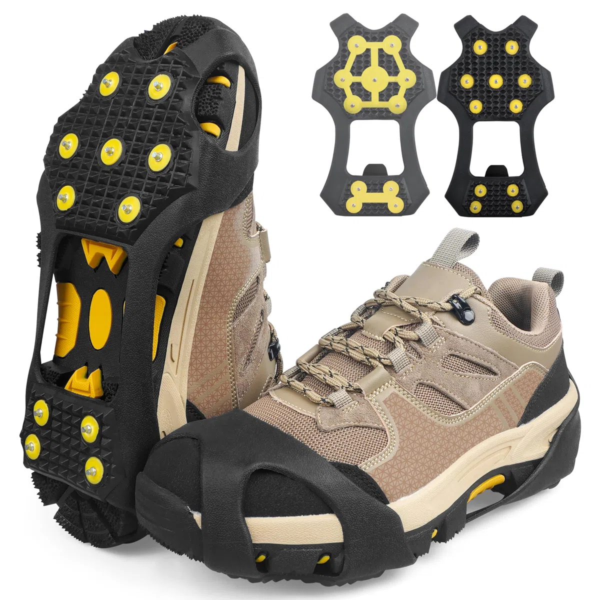 SHADDOCK Ice Snow Grips Traction Cleats 11 Studs Ice Snow Crampons for Shoes and Boots Anti Slip Overshoe Winter Outdoor ​Ski Hiking Climbing Fishing Walking