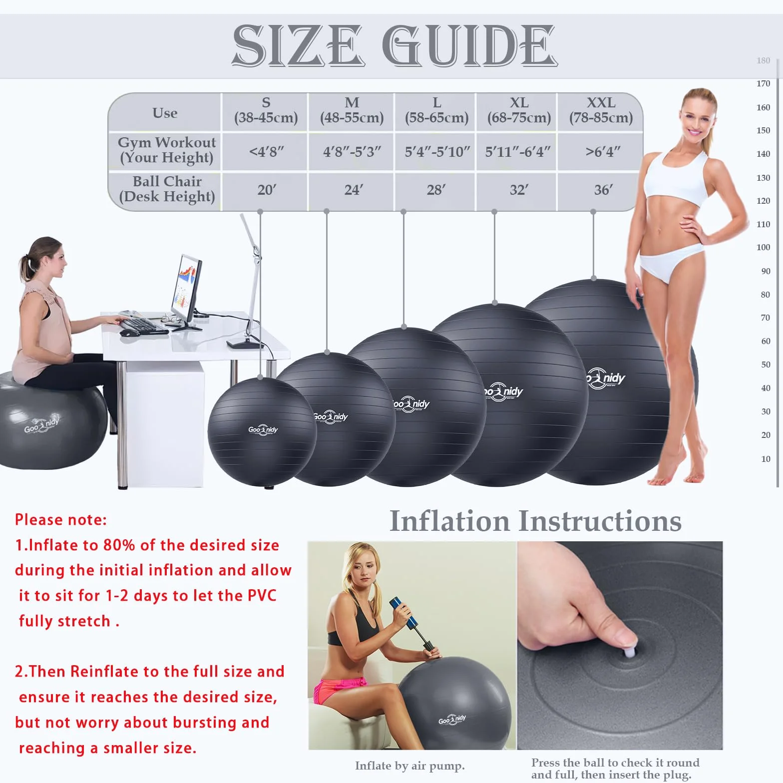 Gmnastikball Schwangerschaft, Sitzball Büro Ergonomisch, Groß Klein Gummiball Medizinball Balance Yoga Ball Bal Hüpfball Riesenball Balancegeräte Fitnessball Für Gymnastik Gymnastikbälle & Zubehör