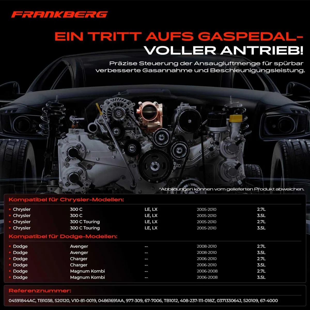 Frankberg Drosselklappenstutzen für 300 C LX Avenger Charger Magnum Kombi 2.7L-3.5L Benzin 2005-2010 4861691AA