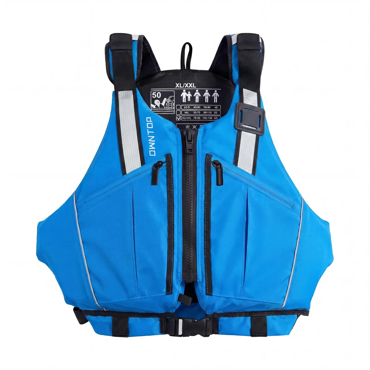 Owntop Schwimmweste für Erwachsene | Verstellbare Auftriebsweste mit großzügigen Taschen, Reflexstreifen & flexiblen Armausschnitten | Schwimmhilfe für Kajak, Angeln, Bootssport & Paddeln