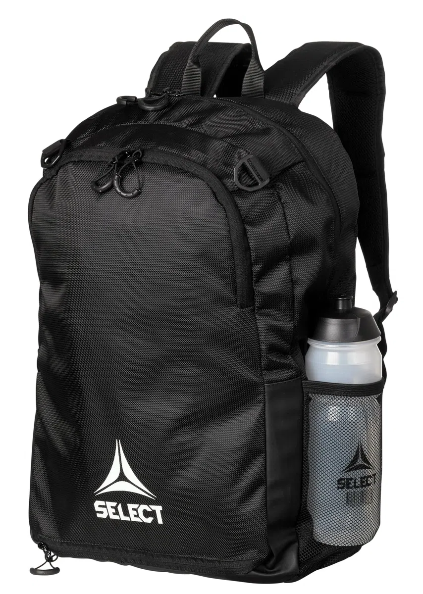 SELECT Milano Fußballrucksack mit Netztasche für Ball, Schwarz/Weiß