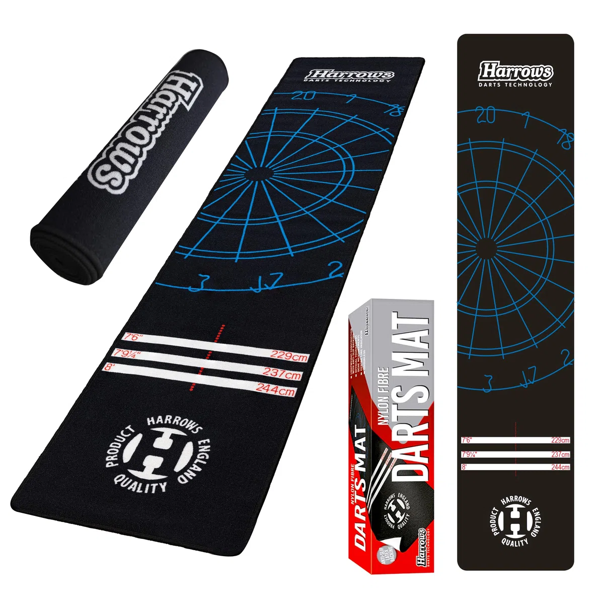 Harrows Dartmatte mit Darts Oche | Bodenmattenschutz | Rutschfeste Matte | Professionelle Dartmatte mit Gummiunterseite