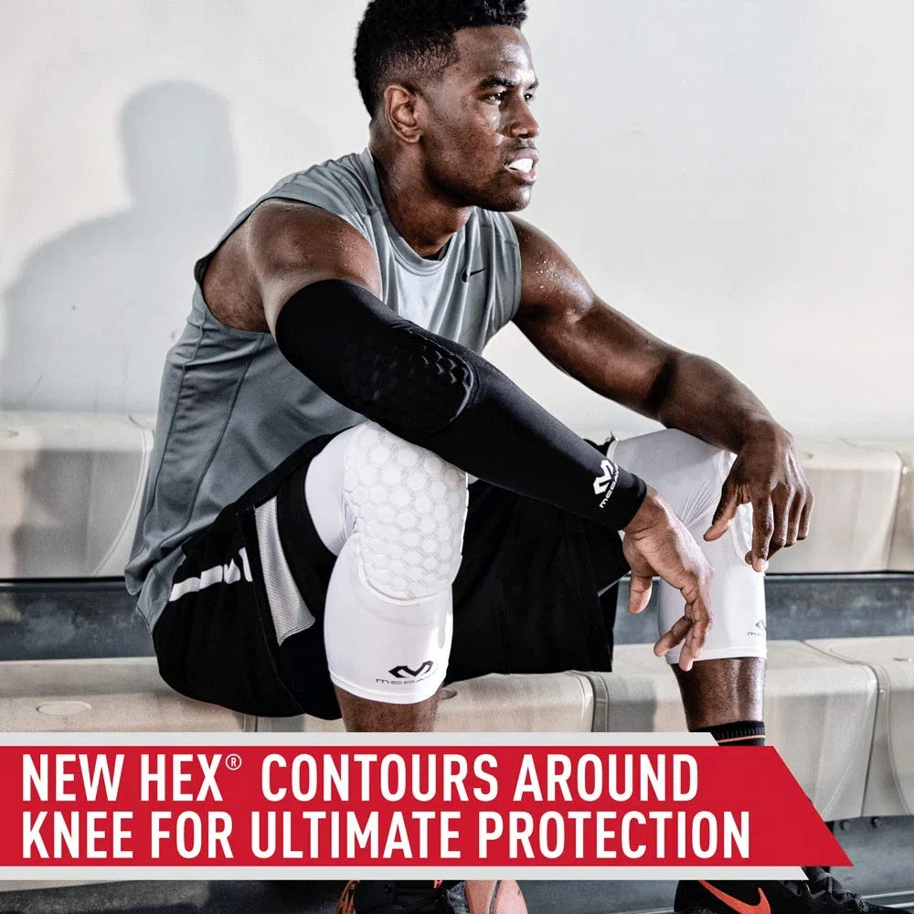 McDavid Beinstulpe Hexforce Kniebandage, Schwarz, M & 651 Unterarmschutz mit HEX-Polsterung für Damen und Herren - Perfekt für Rugby oder andere Kontaktsportarten