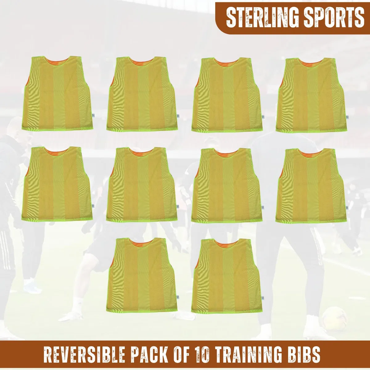 10 Stück Wende-Trainings-Lätzchen für Fußball, Hockey, Netball, Outdoor-Sportaktivitäten, doppelseitig, zweifarbig, Junior Jugendliche Erwachsene Größen Unisex, T-Shirts, Mesh Jersey