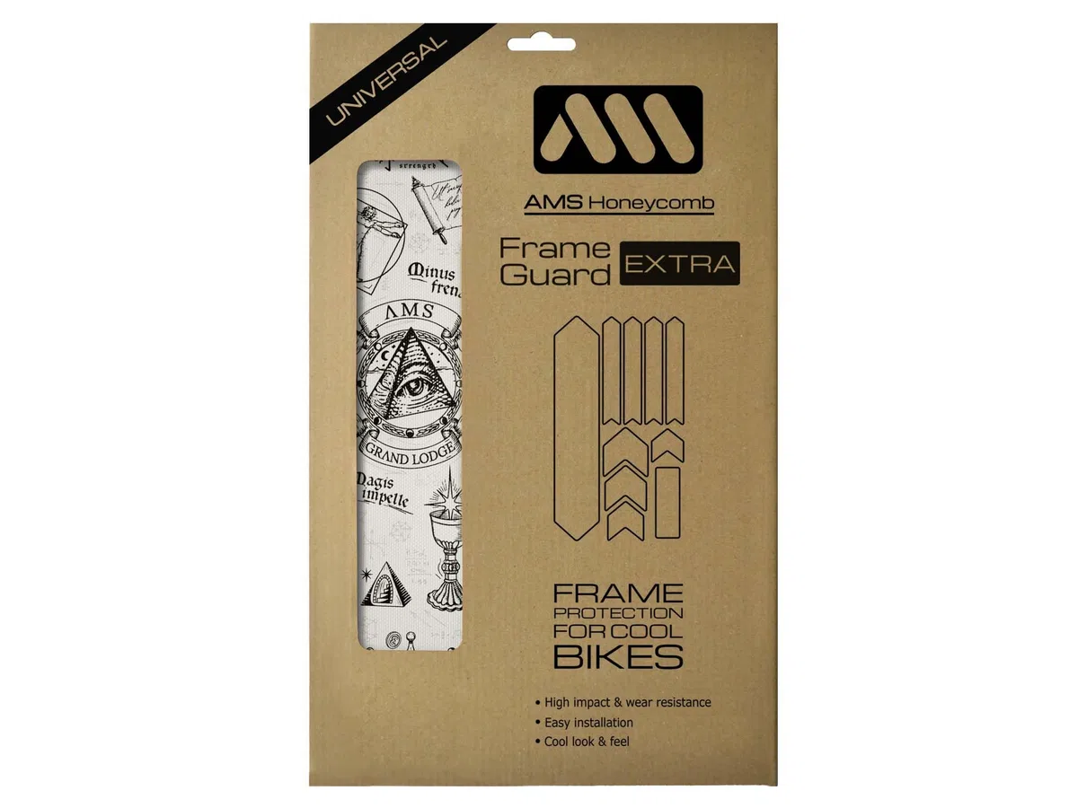 All Mountain Style Fahrrad Rahmenschutz Universeller MTB Rahmenprotektor, 10-teiliger Satz, Hochfester Honigwaben-PVC, Gelbfrei, Fahrradschutz