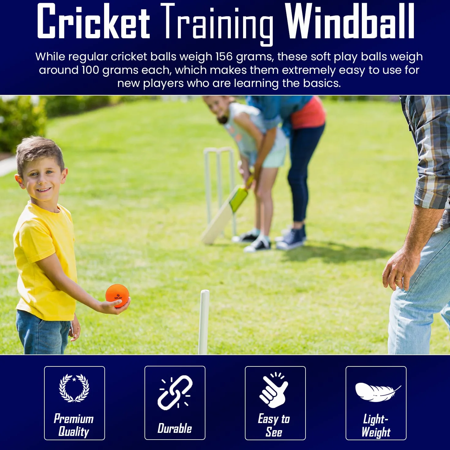 Splay Windball für Cricket-Training | Windball, Gummiball, Indoor-Training, Outdoor-Übungen und Trainingsspiele, ideale Wahl für Anfänger, langlebig und wasserdicht