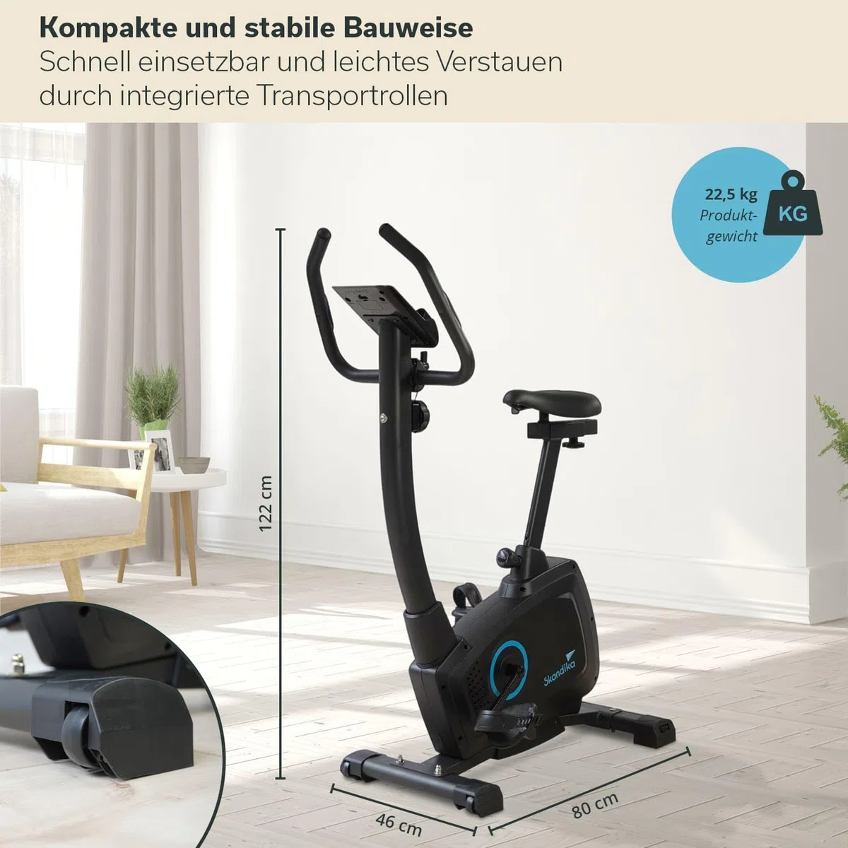 Skandika Heimtrainer Fahrrad Bragi/Cykling P6-H | Fitnessgeräte für zuhause, Fahrradergometer mit Magnetbremssystem, einstellbare Widerstandsstufen | Indoor Bike, Hometrainer, Fitness, Sport