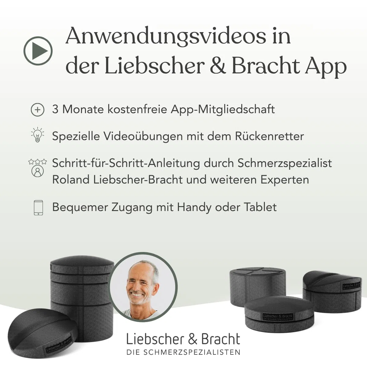 Liebscher & Bracht Original Rückenretter: Rückenstrecker, Brust- & Rückendehner mit Rille für Wirbelsäulen + Höhenregulierung, Rückentrainer Made in Germany, Übungen in der App Schwarz