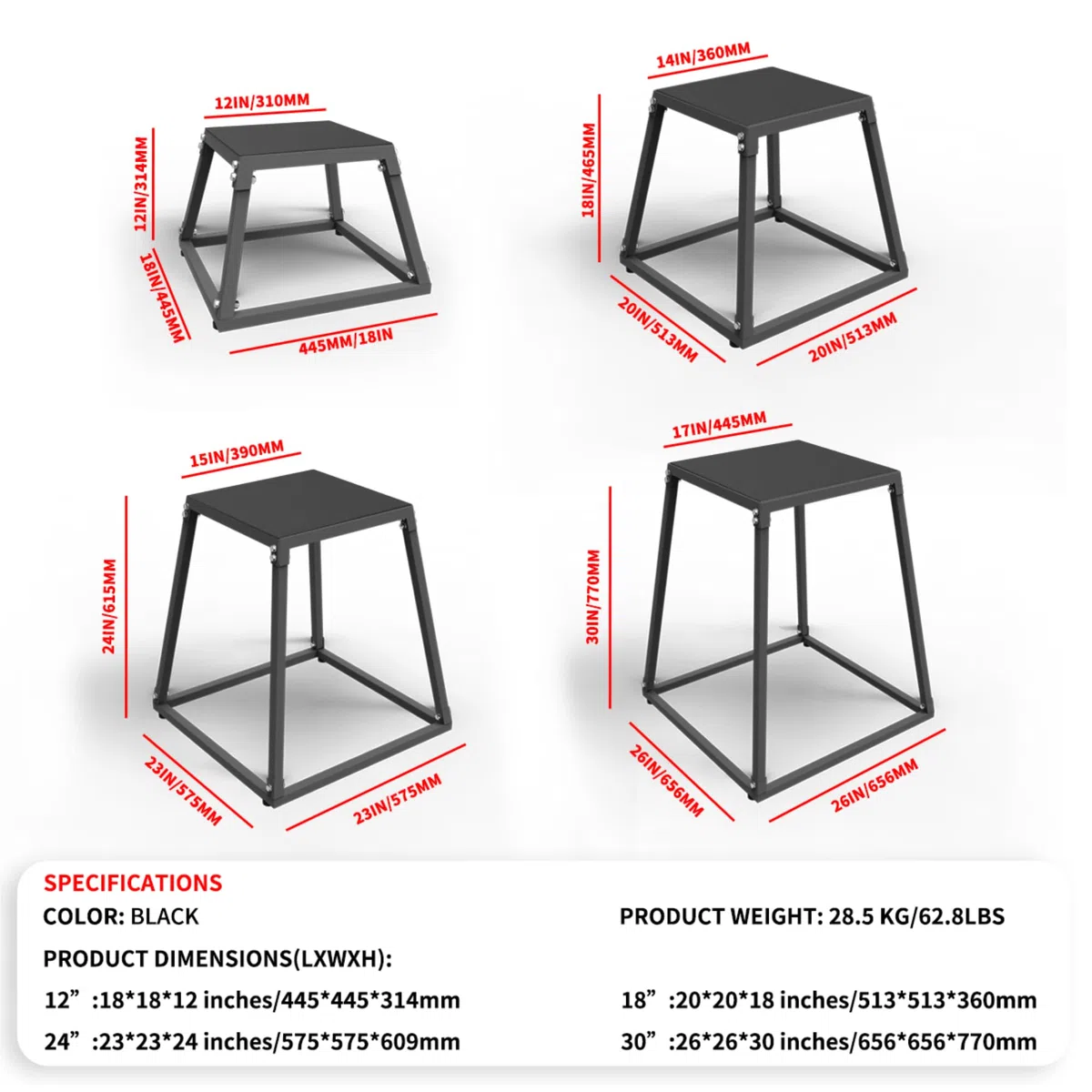 Plyometrische Sprungbox, Plyo Box Rutschfestes, Plyometric Box Aus Stahl, Tragbar Plyometrische Box Für Sprungtraining