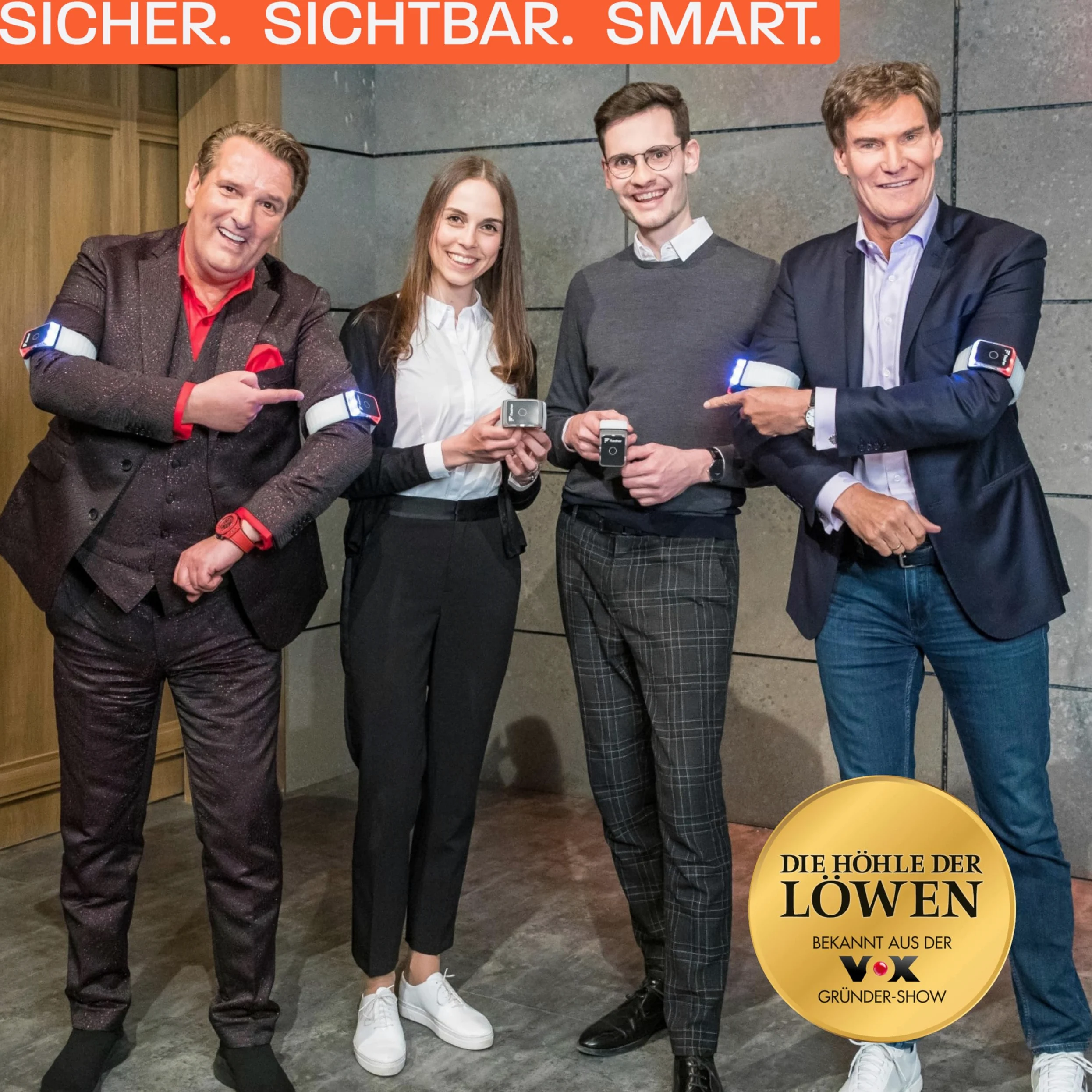 Flasher Patentierte Blinker Armbänder für Fahrrad, E-Scooter, Läufer | Smartes Bremslicht, Blinklicht, Frontlicht, Rücklicht | Die Höhle der Löwen