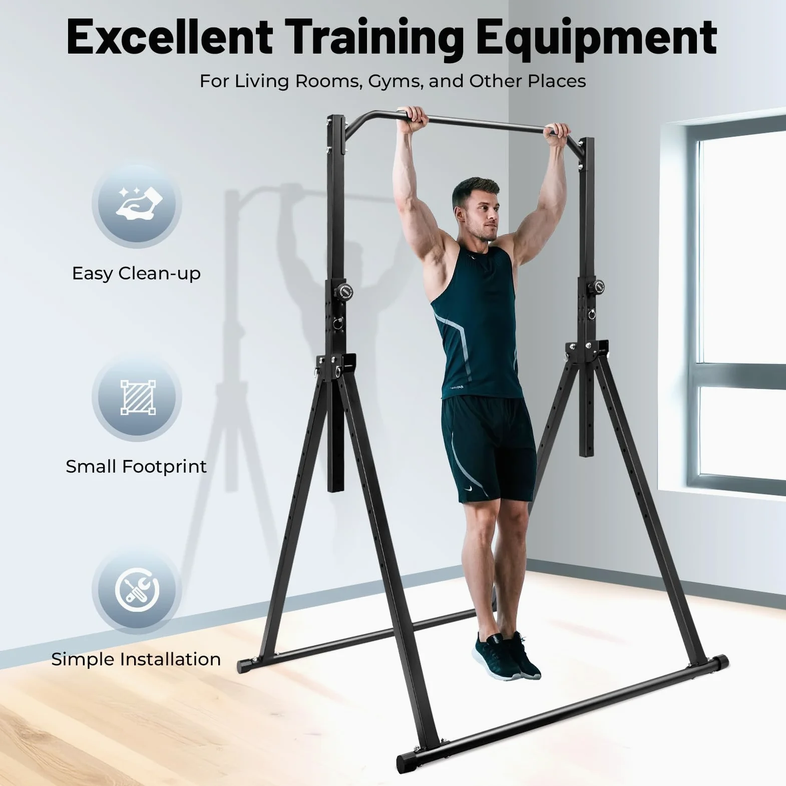 Klappbare Power Tower Klimmzugstange Freistehende Klimmzugstange Höhenverstellbare Kraftstation für zu Hause Multifunktionales Fitnessgerät Tragkraft 200 kg für Klimmzüge Armbeugen