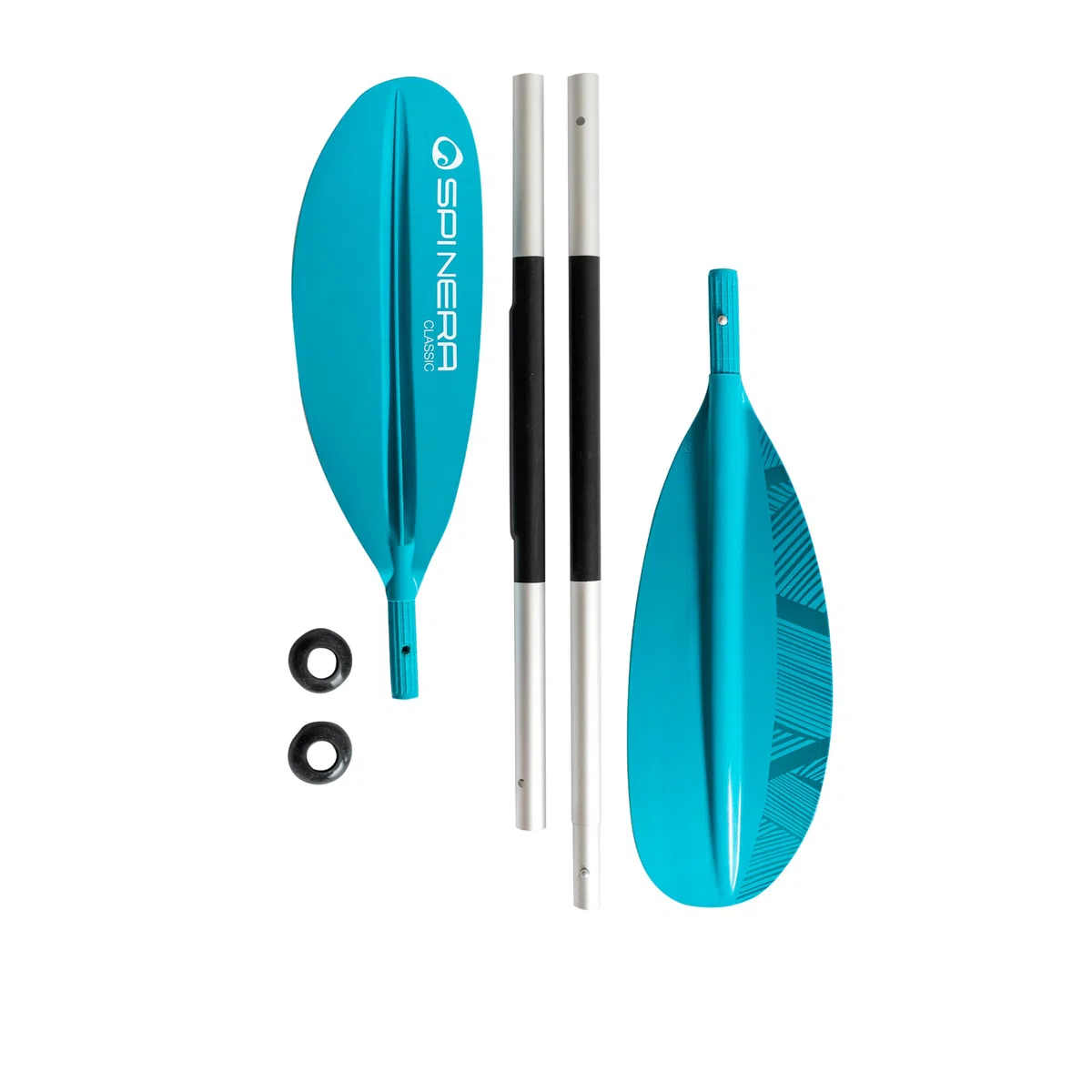 SPINERA Kajak Paddel Classic 240cm – 4-teilig, Aluminium Schaft, PP+40% FG Schlagblatt, zerlegbar & leicht – für Einsteiger & Fortgeschrittene– Farbe Grey – Robustes Allround Paddle