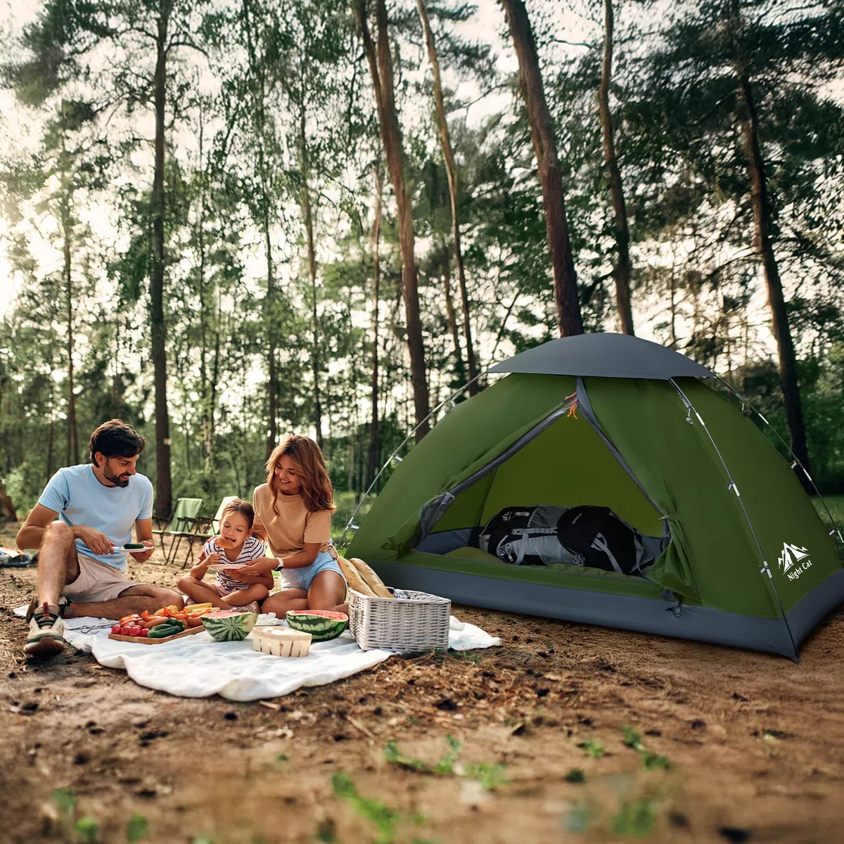 Night Cat Zelt für 1 Person Camping: Wasserdicht Rucksackzelte für 1 Mann Einfache Einrichtung Leichtgewichtig Wanderungen im Hinterhof
