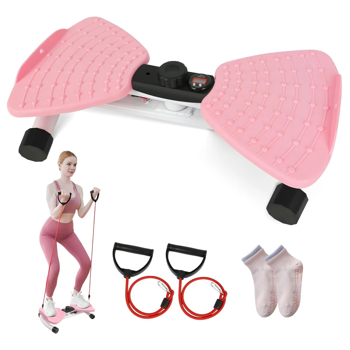 Twist Waist Disc Board mit Schrittzähler & Kordelzug, Twist Fit Drehscheibe Tragkraft 120 kg, Heimsportgerät für Gewichtsverlust, Bauchmuskeltraining, Gleichgewichtstraining, Fußmassage