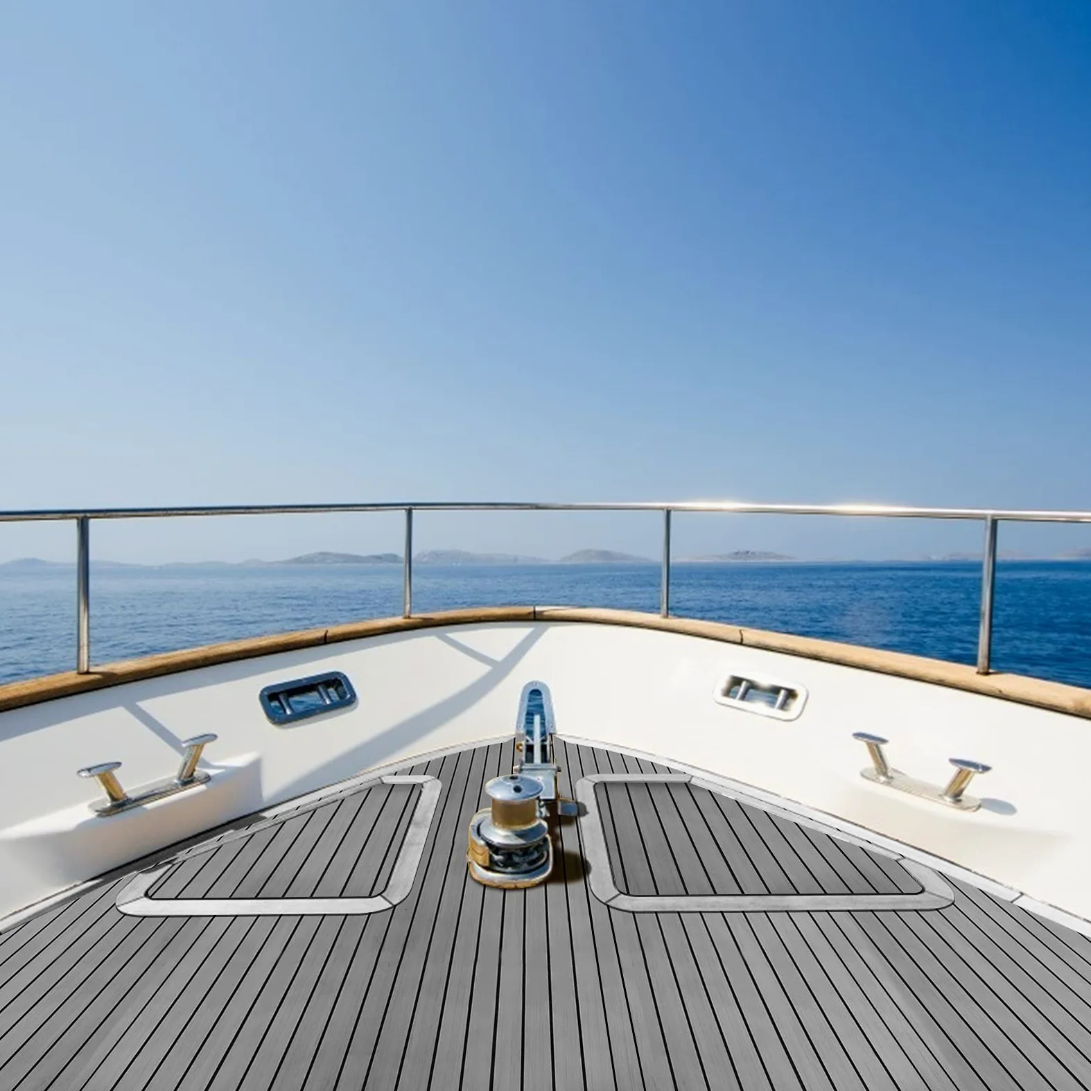 Bodenbelag Matte Eva Selbstklebend, Bootsbodenmatte in Teak-Optik, Zuschneidbarer Marine Deck Bodenbelag für Boot, Yacht, Surfbrett, Wohnmobil, Poolbereich