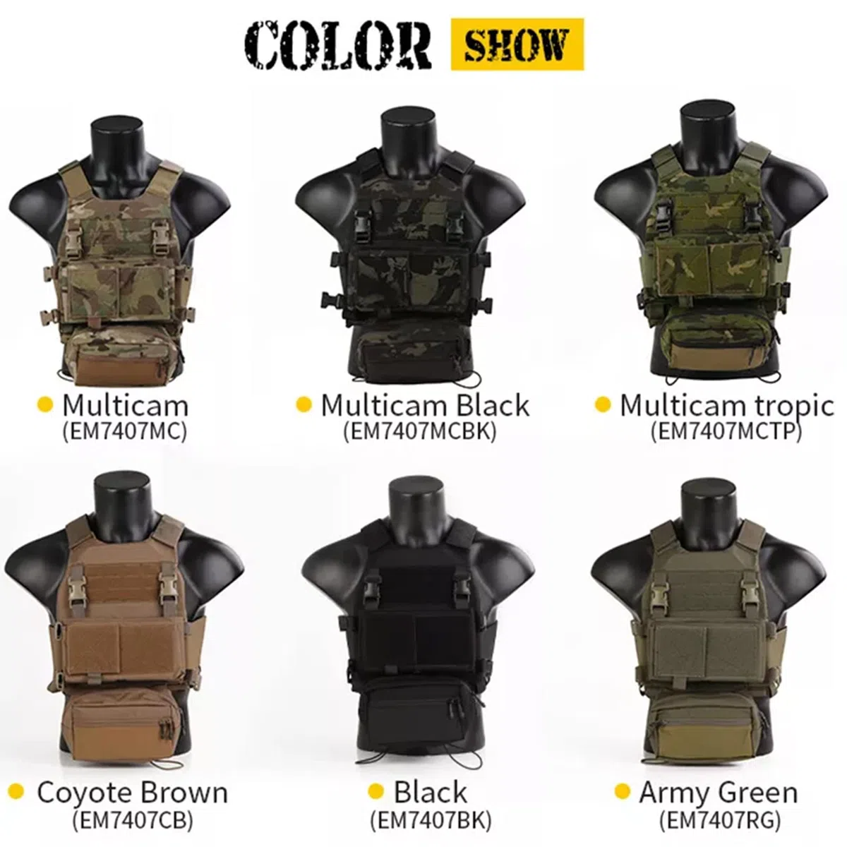 TWINFALCONS Taktische Plattenträger mit Bauchtasche, Leichter Taktische Plate Carrier Molle Schutzweste mit Magazintaschen Plattenträger Bauchtasche aus 500D Nylon für Softair Jagen Klettern