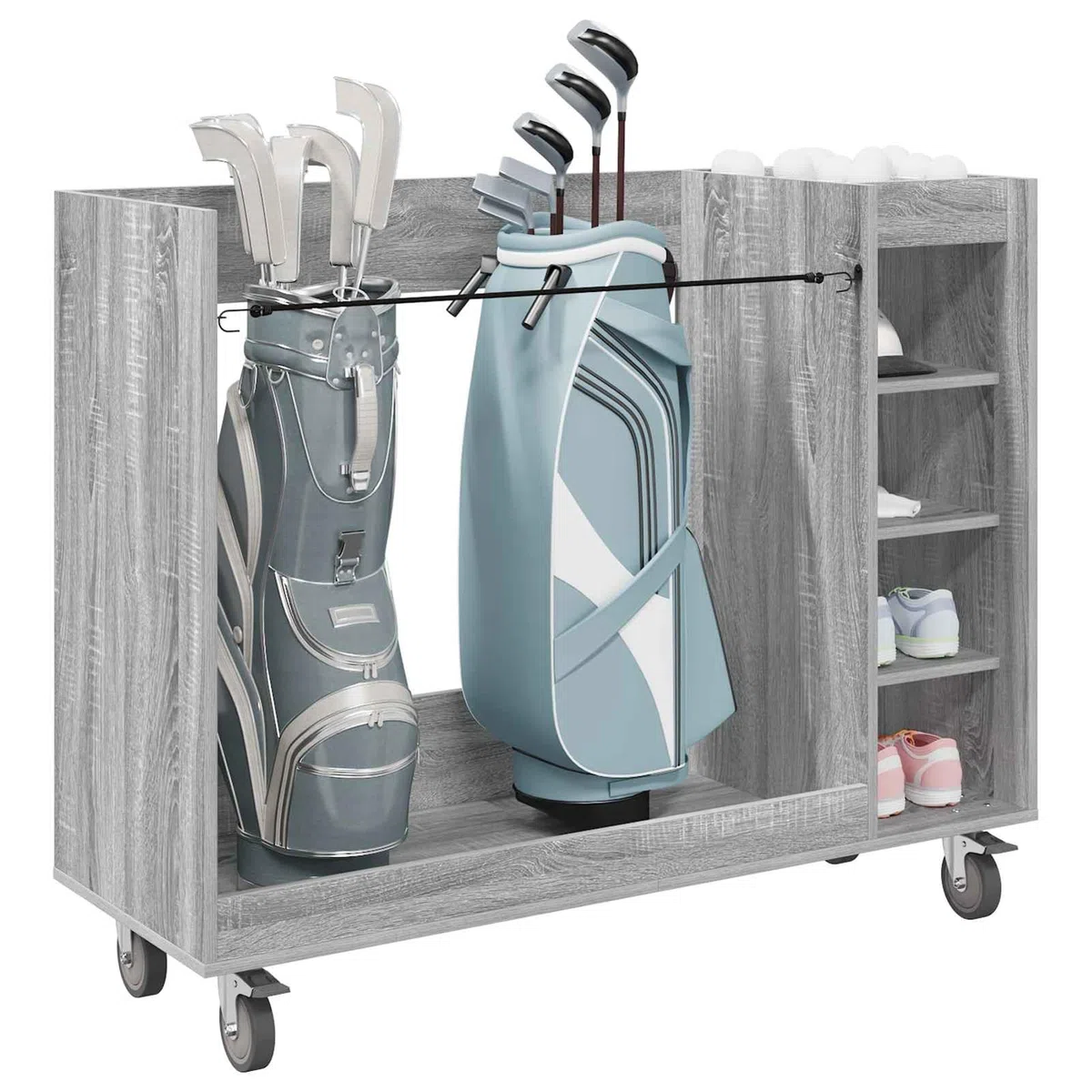 Gecheer Golf-Schrank Uni Grau, 120 x 45 x 98 cm, Holz, Stauraum für Golfzubehör, für Garage und Wohnraum