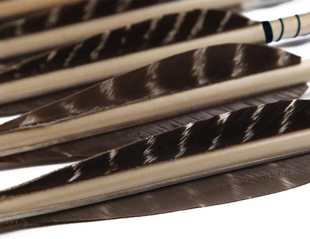 Huntingdoor 12er Holzpfeile mit 5" Naturfedern 31 Zoll Pfeile für Bogenschießen Erwachsene Bogenpfeil in Handarbeit Pfeil für Traditionellen Bogen Recurvebogen