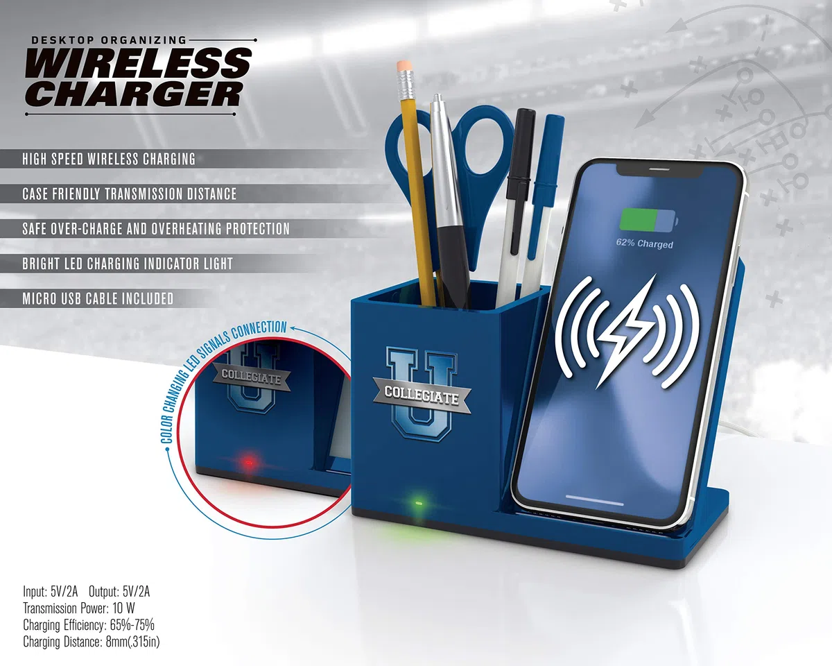 Prime Brands Group NCAA Kabelloses Aufladen Desktop Organizer