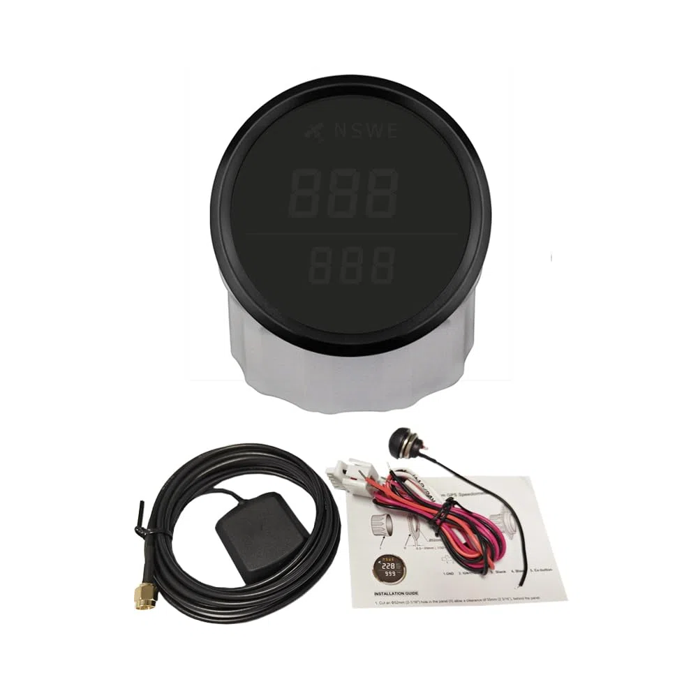 ELING 52 mm Universal-GPS-Tachometer 0–999 km/h mph Knoten mit Kurs über Grund mit Hintergrundbeleuchtung 12 V 24 V für Marine-Segelboote