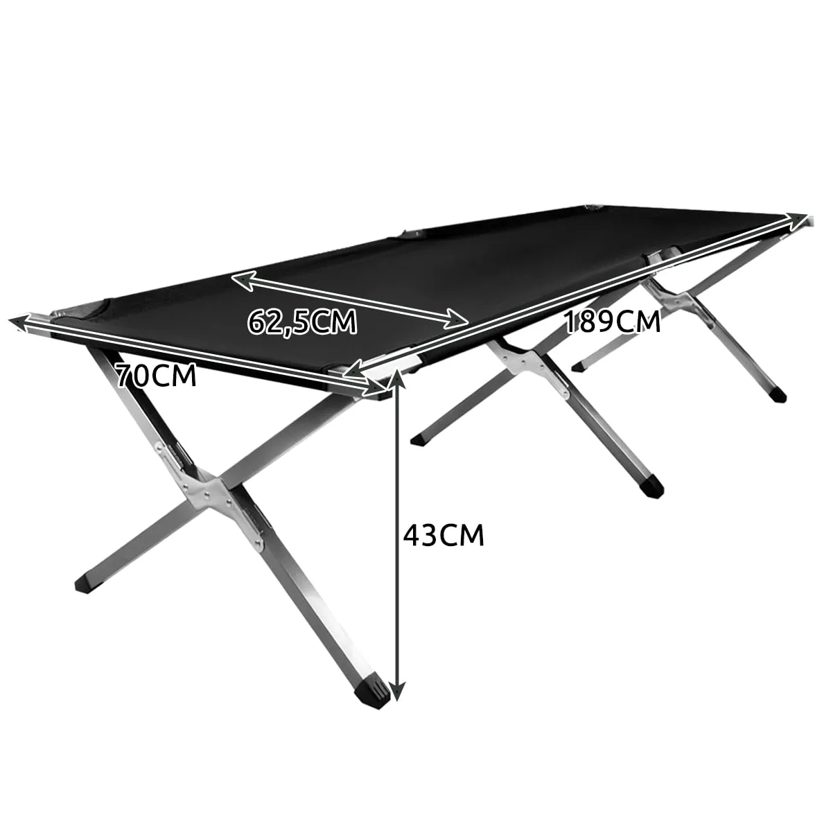 TRIZAND Feldbett Klappbar Belastbar Stabil Komfortabel bis 110kg - Tragebeutel Gästebet - Camping Zelten Schwarz - Oxford 600D - Klappbar für Gäste, Garten, Balkon, Strand