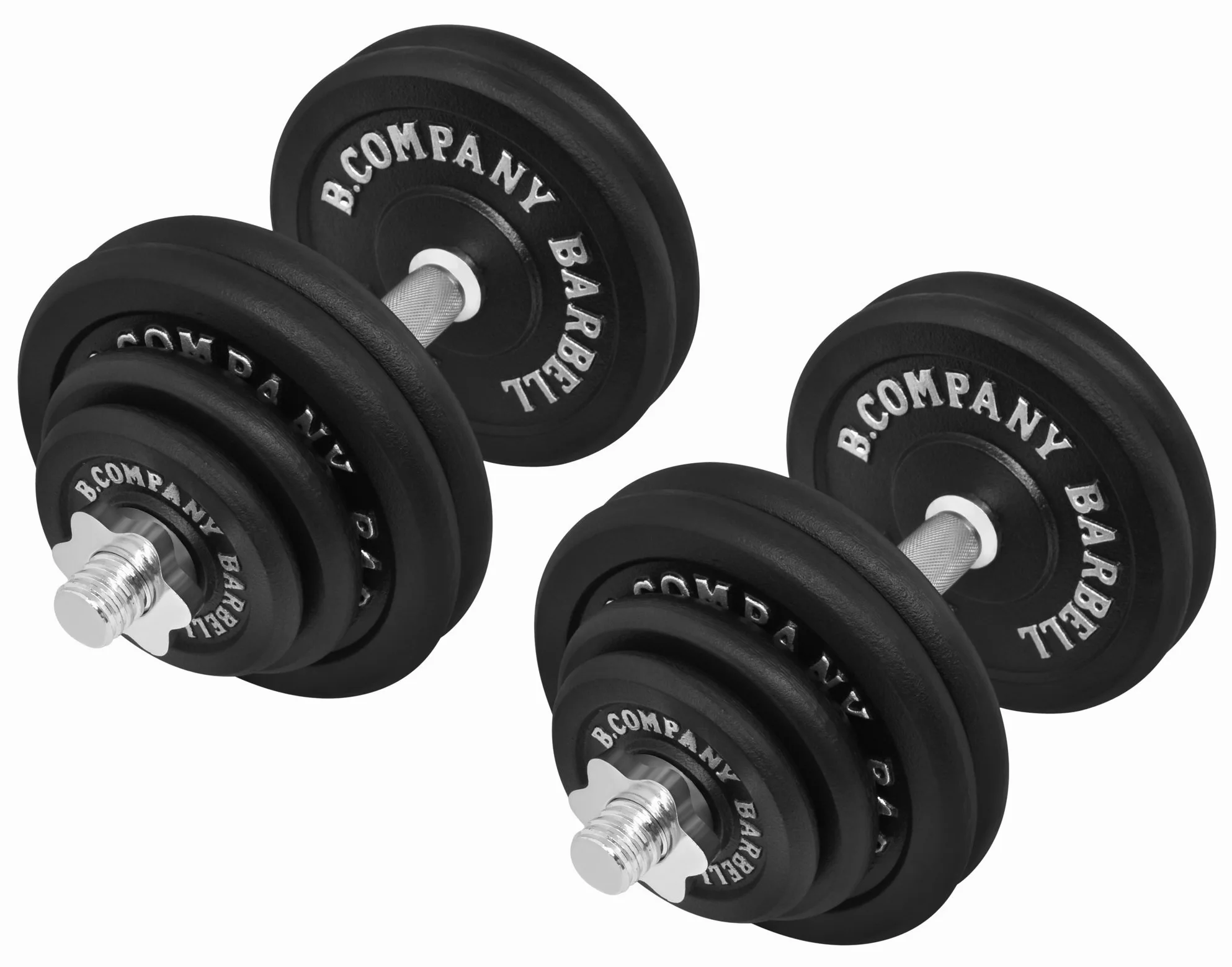 Bad Company Kurzhantel-Set I Hantelscheiben aus Gusseisen mit Kurzhantelstangen 30/31 mm in diversen Gewichtsklassen von 20-60 kg