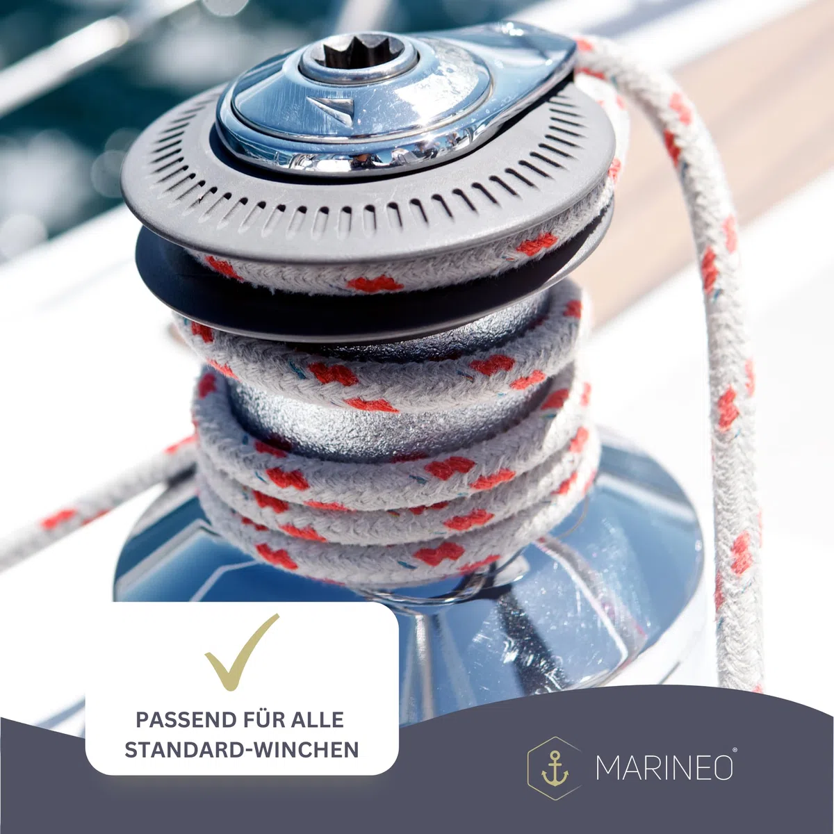 MARINEO Winschkurbel Winch Winchkurbel - Kurbel mit Arretierung, grau rot