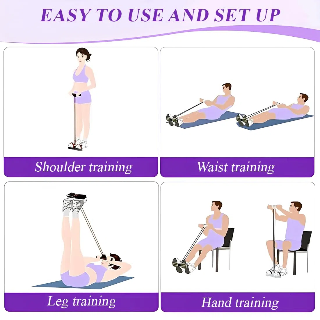2 Pcs bauchtrainer für zuhause, Bauchtrainer für Zuhause, Fitness-Set mit Expander Fitness und Rückentrainer, Sportgeräte für Zuhause zur Stärkung von Bauch, Beinen und Rücken, TPE-Material