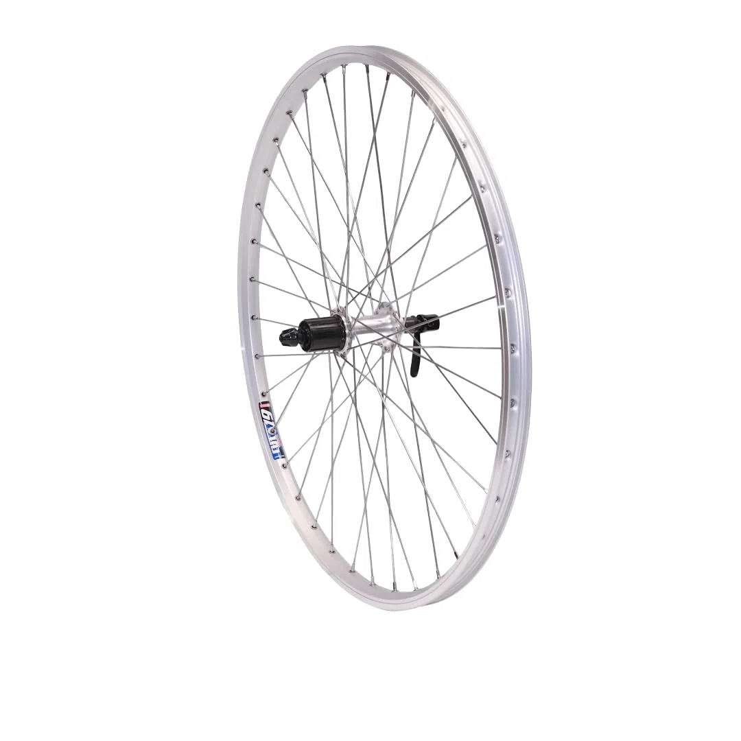 Vuelta Fahrradfelge Hinterrad 28 Zoll inkl. Tourney FH-TX500 Cut 19-8/9/10-fach,V-Brakes/Felgenbremse -Made in Germany 28 Zoll Hinterrad Silber,622x19C Hohlkammer-Felgen Laufrad Fahrrad Rad