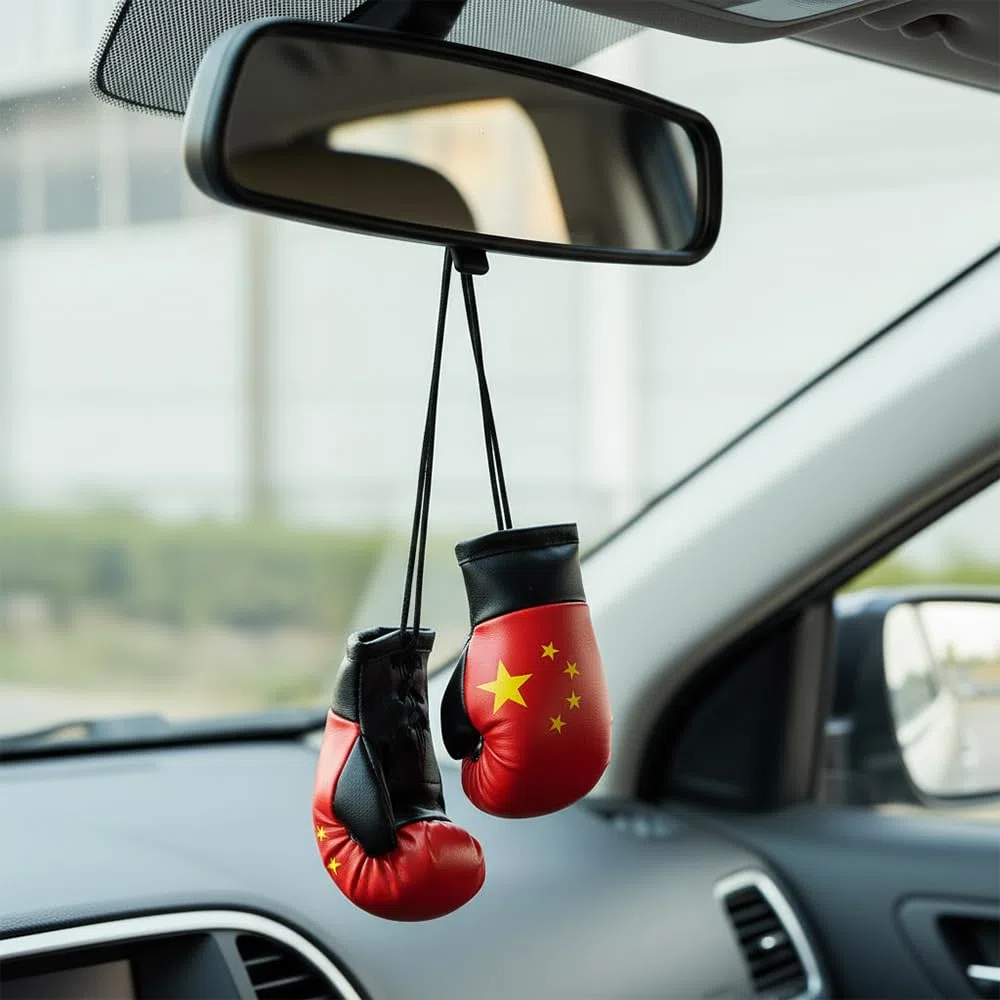 Mini Boxhandschuhe fürs Auto, Boxing Gloves, Autospiegel Anhänger, Flaggendesigns Schlüsselanhänger, Rückspiegel, Boxhandschuhe Deko fürs Auto, Innenspiegel Accessoires, Geschenk (China)